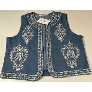 Lemon Collection Womens Open Vest Embellished Size L/XL